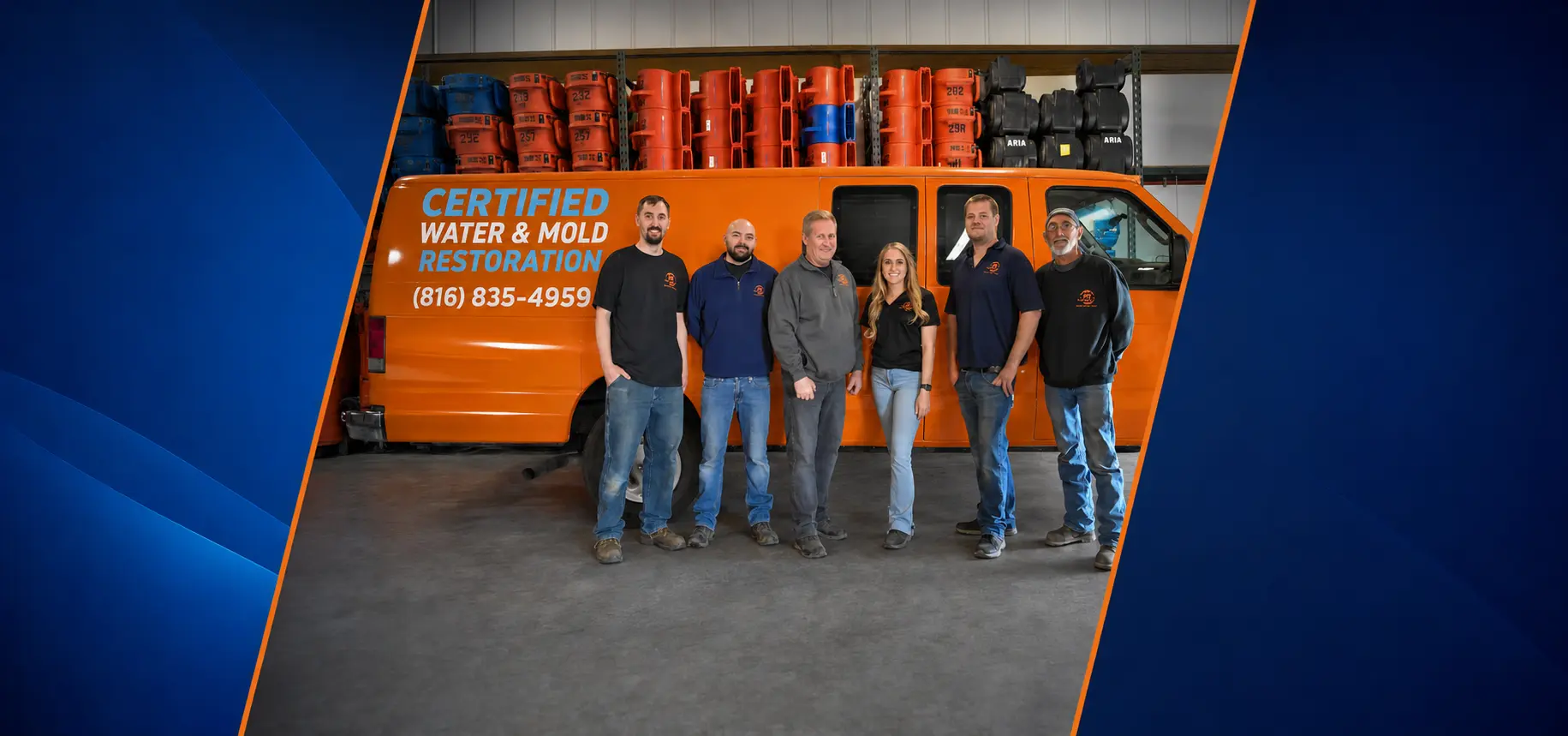 Certified Water and Mold Restoration team and van in Kansas City – Call (816) 835-4959